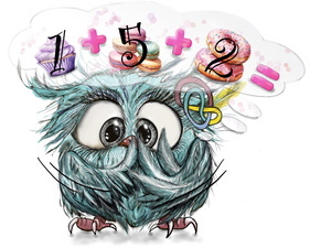 Die kleine Eule Ruth beim Kopfrechnen