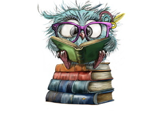 Die kleine Eule Ruth beim Lesen